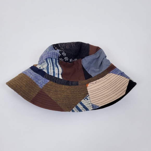 Patchwork bucket hat hemp cotton lined 90s y2k neutral earth tones - Picture 6 of 13